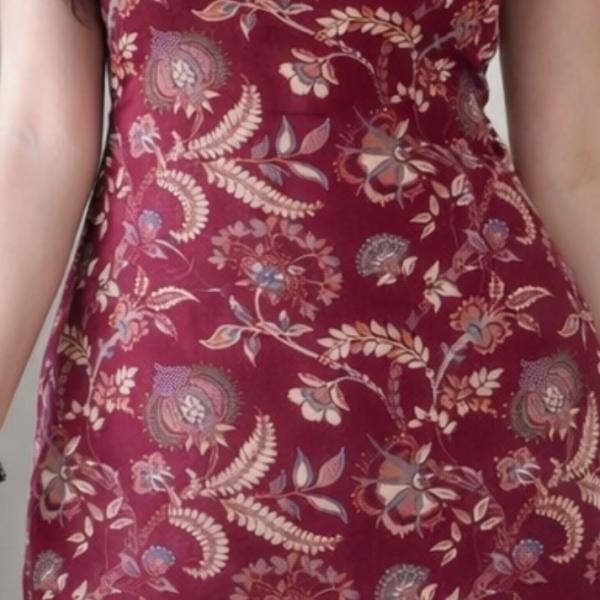 Wine Blossom Lace-Up Short Kurti